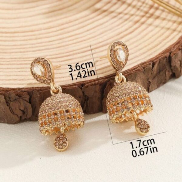 Beautiful Zircon golden Jhumki for girls - Desi style Jhumki for girls - Image 7