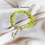 ๐ฆ Lime Glow Butterfly Beaded Bracelet โ Stretch Fit with Pearls & Charm