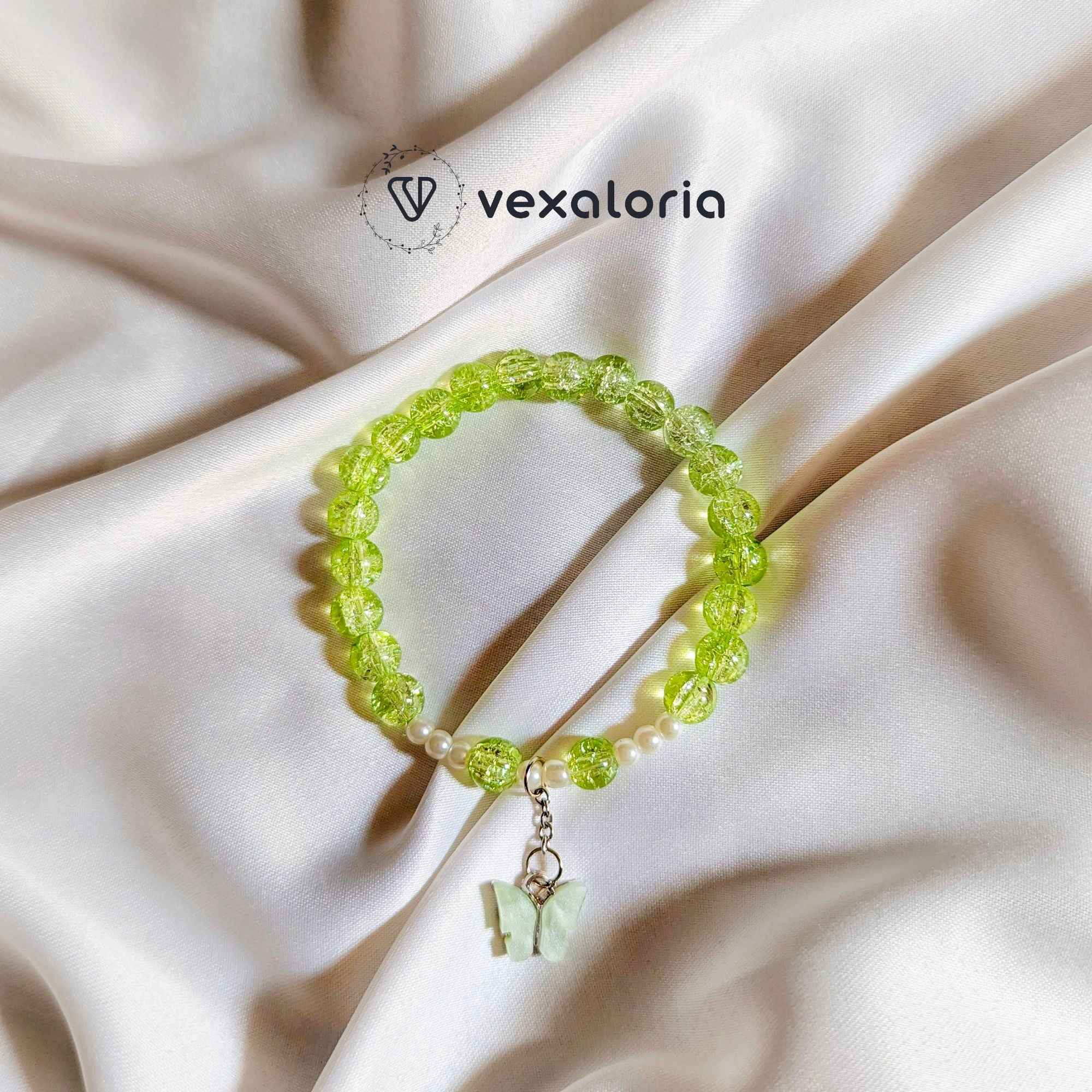 1000110997-Photoroom ๐ฆ Lime Glow Butterfly Beaded Bracelet โ Stretch Fit with Pearls & Charm