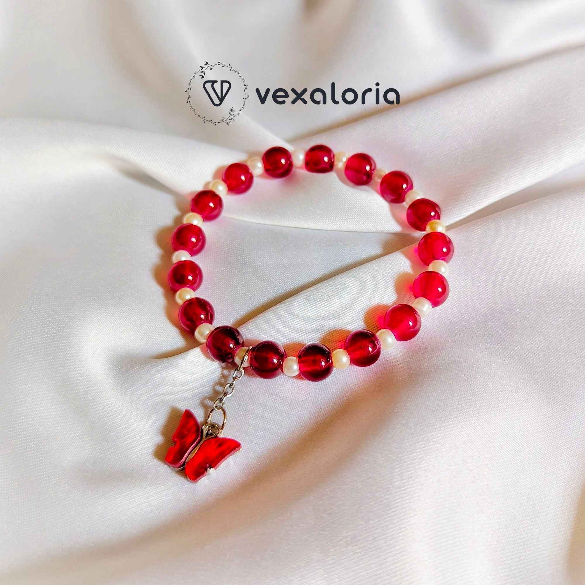 1000111002-Photoroom ๐ฆ Elegant Maroon Pearl Butterfly Bracelet โ Stretch Fit with Charm Bead