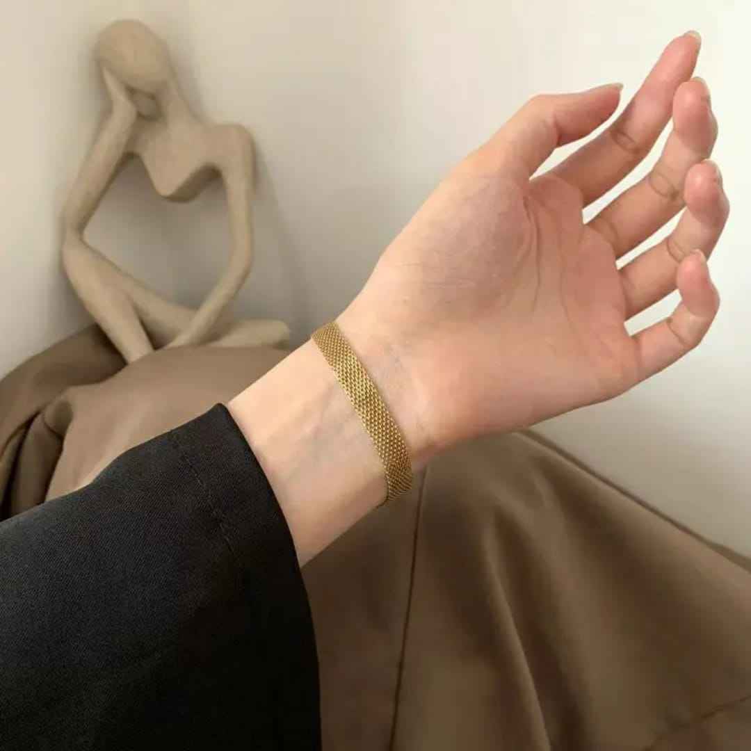 131d0db8-972a-4177-99c9-99517e5a5746 Stainless Steel Bracelet for Women Men Mesh Link Bracelet Hand Chain Jewelry