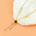 Fashion Four Leaf Clover Stainless Steel Necklace Women Openwork Pendant Tassel Collarbone Chain Ins Hiphop Accessories Jewelry