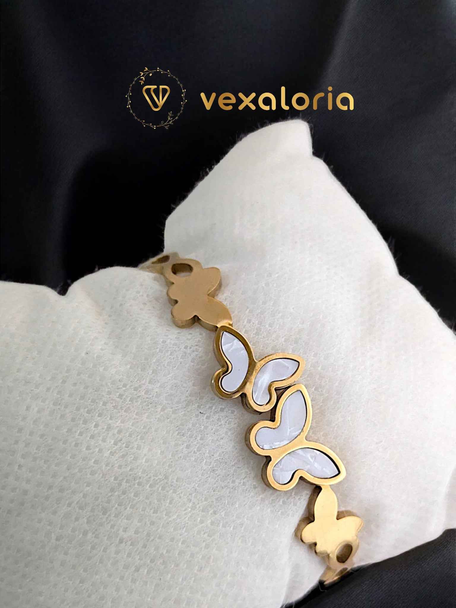 PXL_20250520_065107064-Photoroom Gold And White Butterfly Bracelet / Cuff
