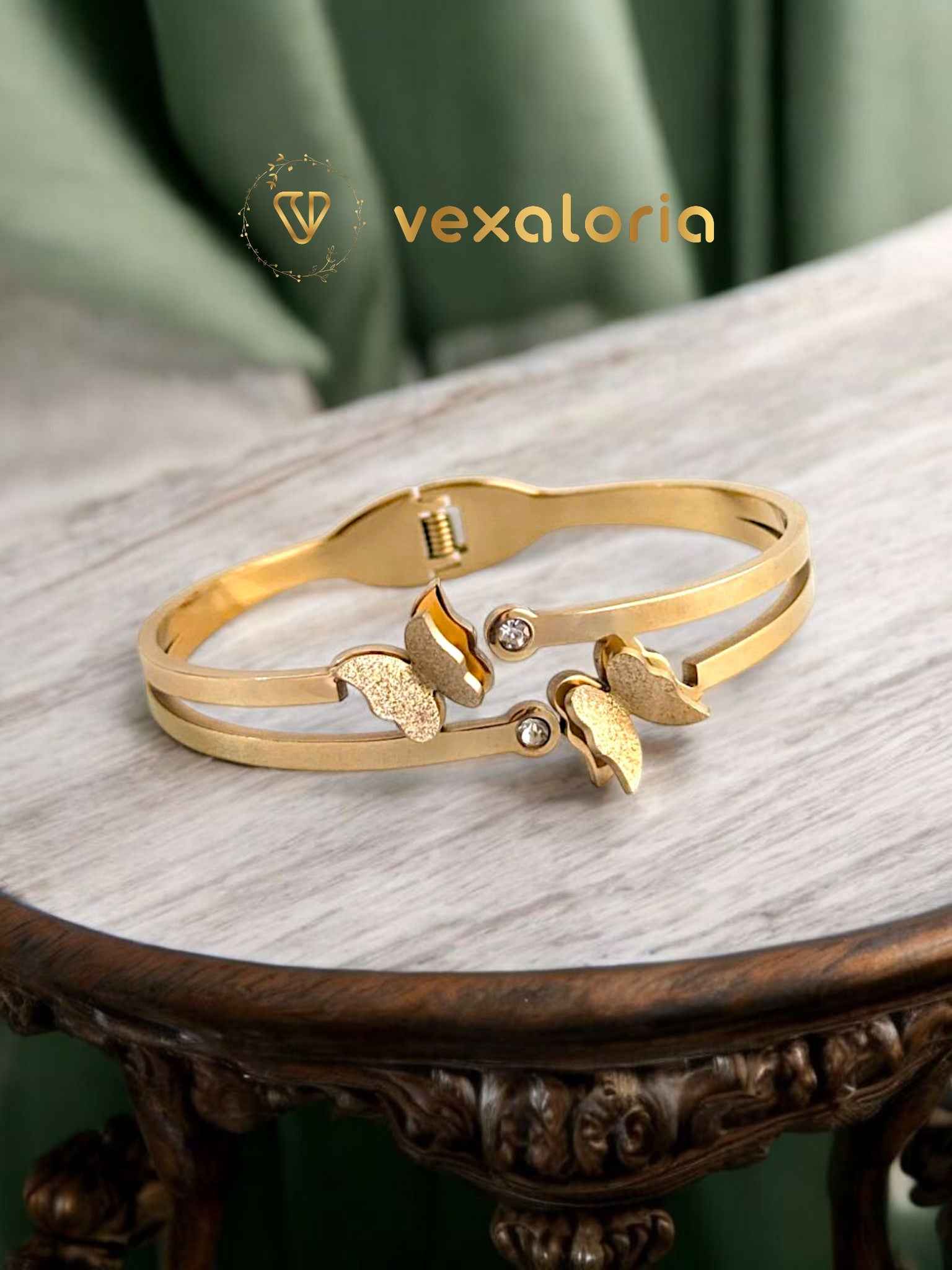 PXL_20250520_070121278-Photoroom 3D Gold stainless Steel Butterfly Bracelet / Cuff