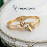 3D Gold stainless Steel Butterfly Bracelet / Cuff