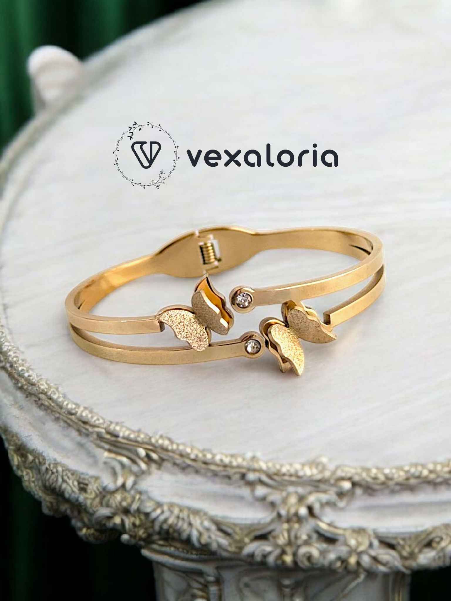 PXL_20250520_070121278-Photoroom_1 3D Gold stainless Steel Butterfly Bracelet / Cuff