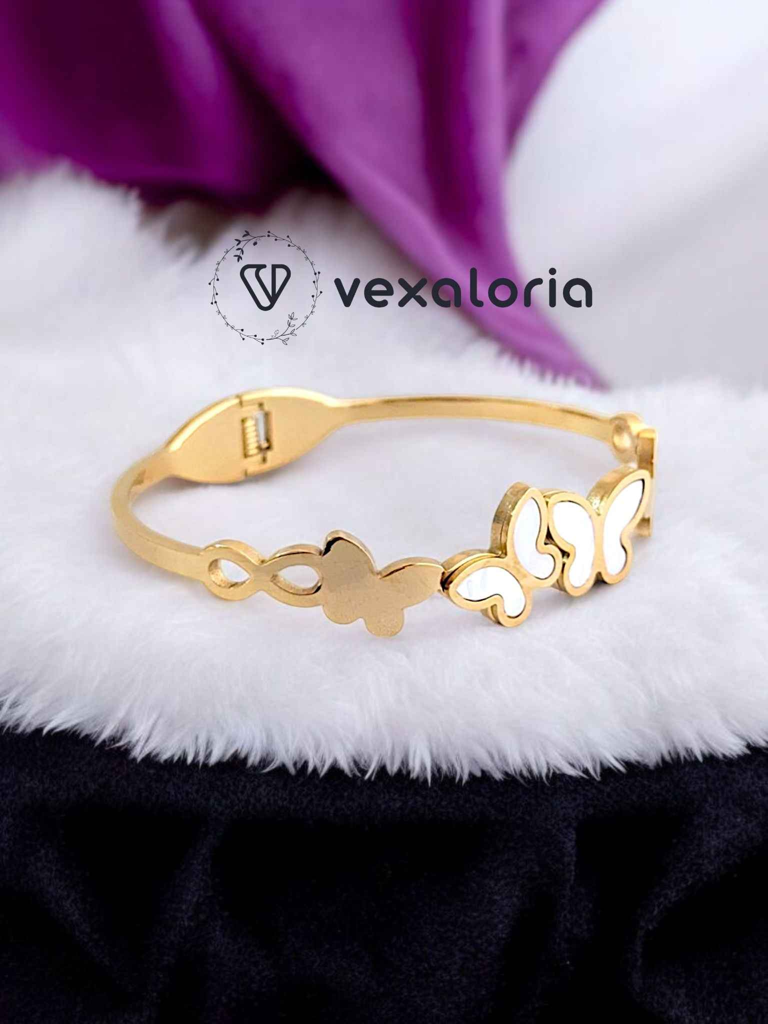 PXL_20250520_070149662-Photoroom Gold And White Butterfly Bracelet / Cuff