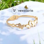 Gold And White Butterfly Bracelet / Cuff