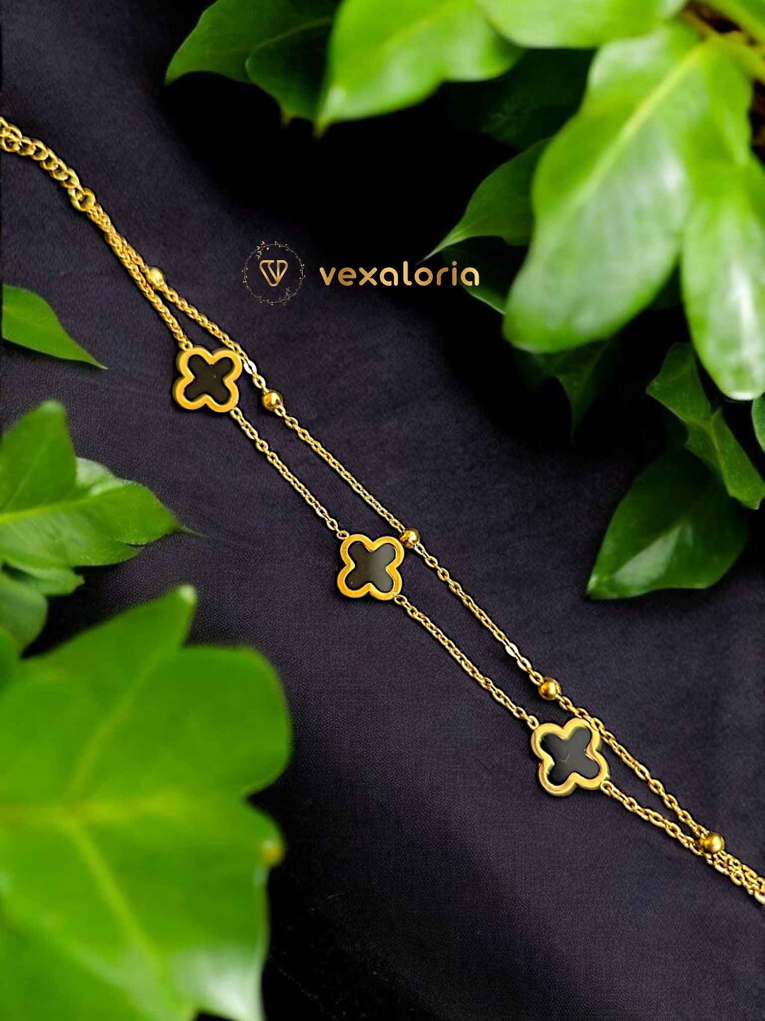 18k Gold Stainless Steel Four-leaf Clover Double Layer