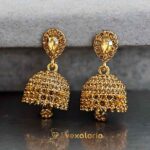 Beautiful Zircon golden Jhumki for girls - Desi style Jhumki for girls