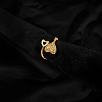Beautiful Stylish Gold and silver Double heart Crystal Stones Ring for Girls/Women Zircon Fashion Ring