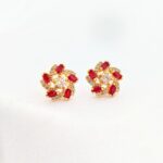 Light Luxury Zircon Flower Stud Earrings For Women Stainless Steel Mini Stud Earrings Party Jewelry